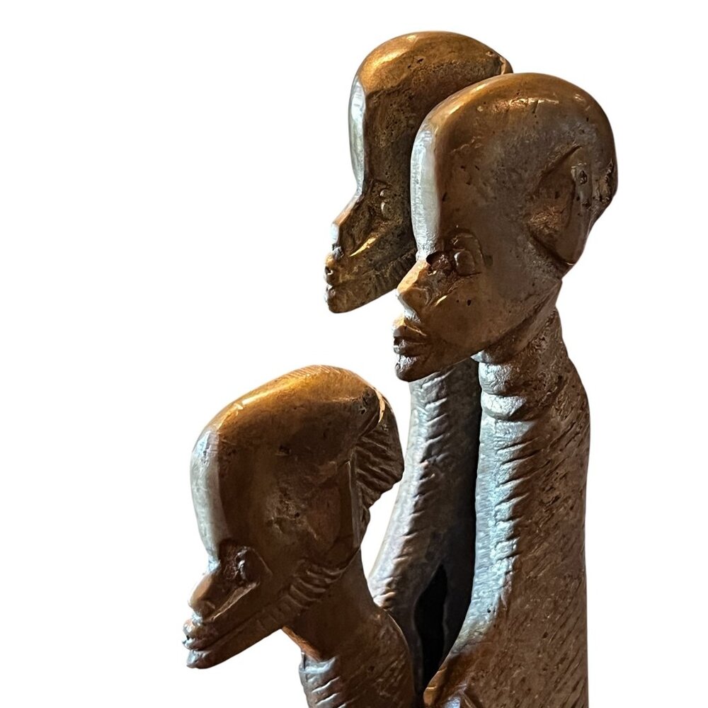 Bronze African Family Sculpture Men & a  Woman 12”